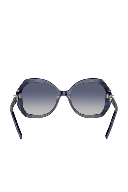 Cat-Eye Shiny Sunglasses with Blue Lenses
